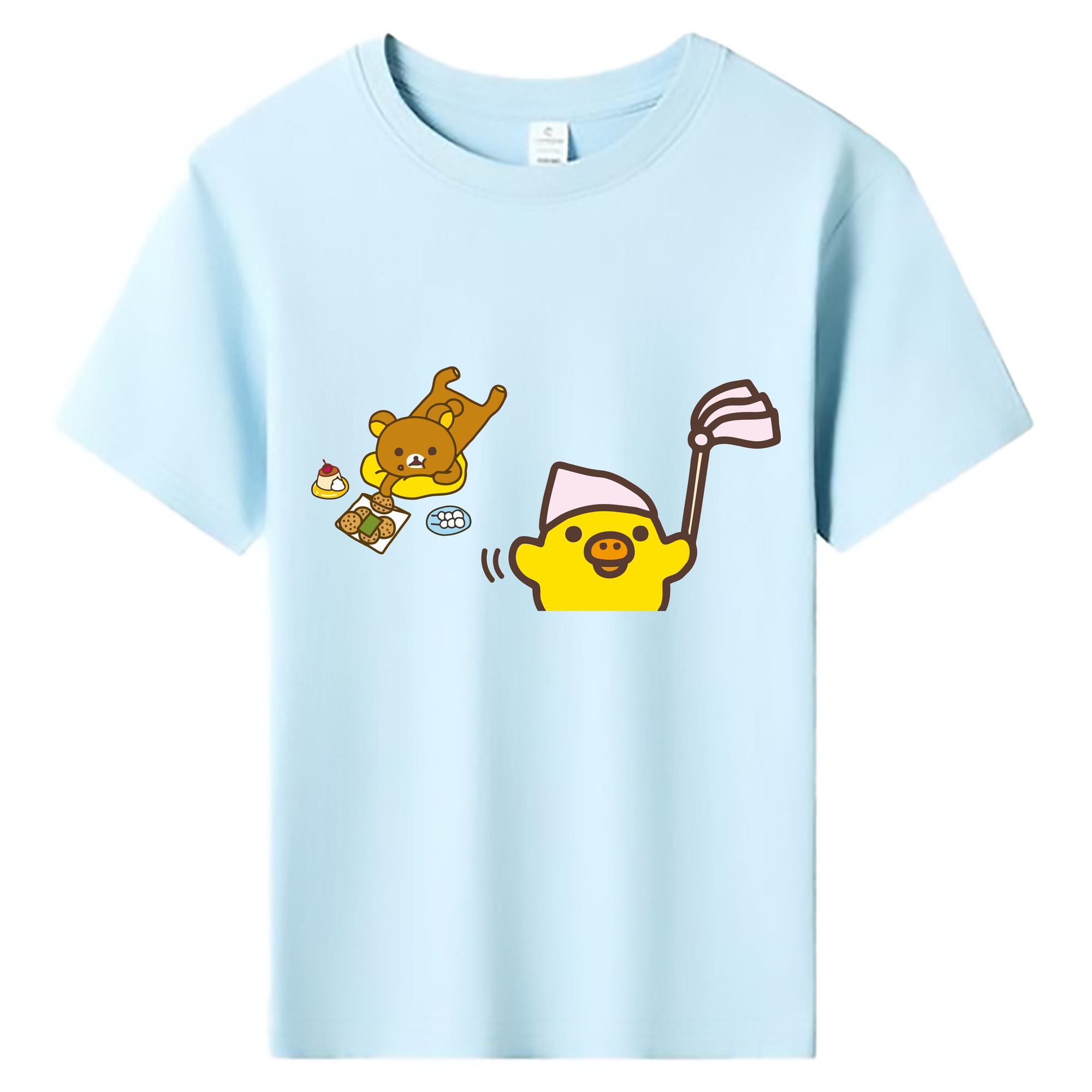 （画像用） リラックマ リラックマ キイロイトリ Rilakkuma Korilakkuma Kiiroitori 綿100％キッズTシャツ（フロントプリント）